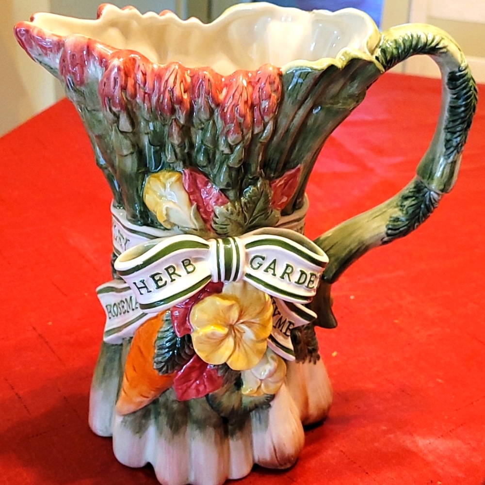 Drink Pitcher Fitz & Floyd Herb Garden Ceramic Decorative Pitcher - Picture 1 of 7